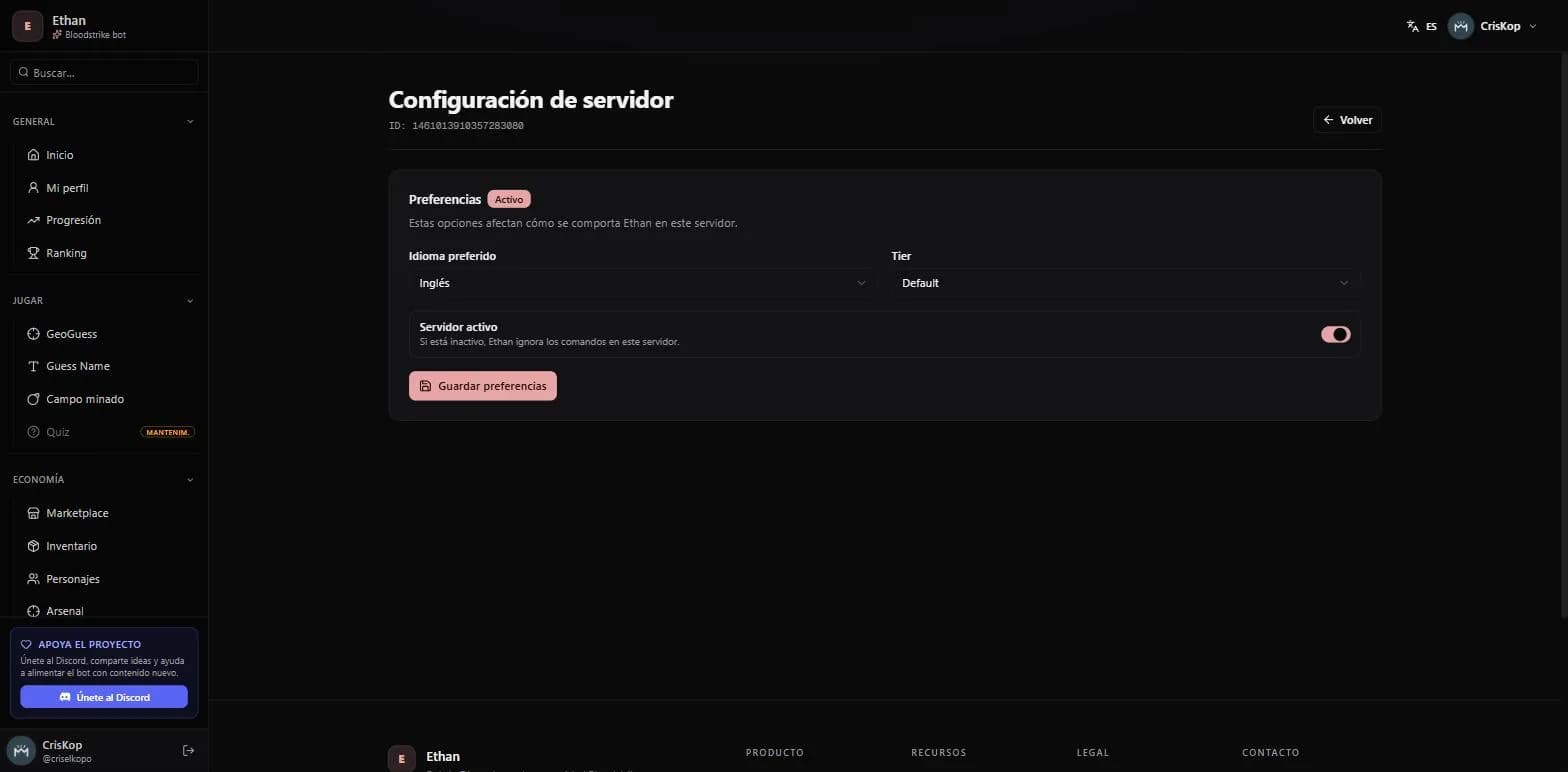 Ajustes de un servidor