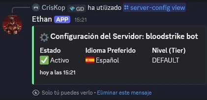 /server-config view en Discord